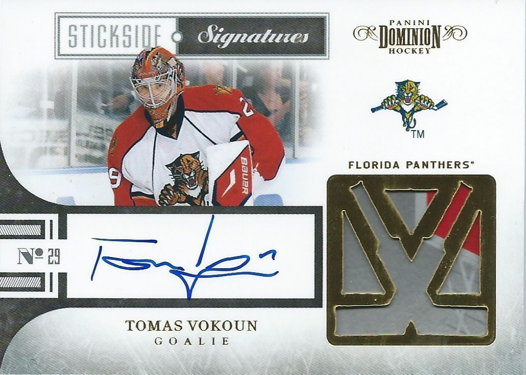 2010-11 Dominion Stickside Signatures Gold TOMAS VOKOUN 7/10 Auto / Stick