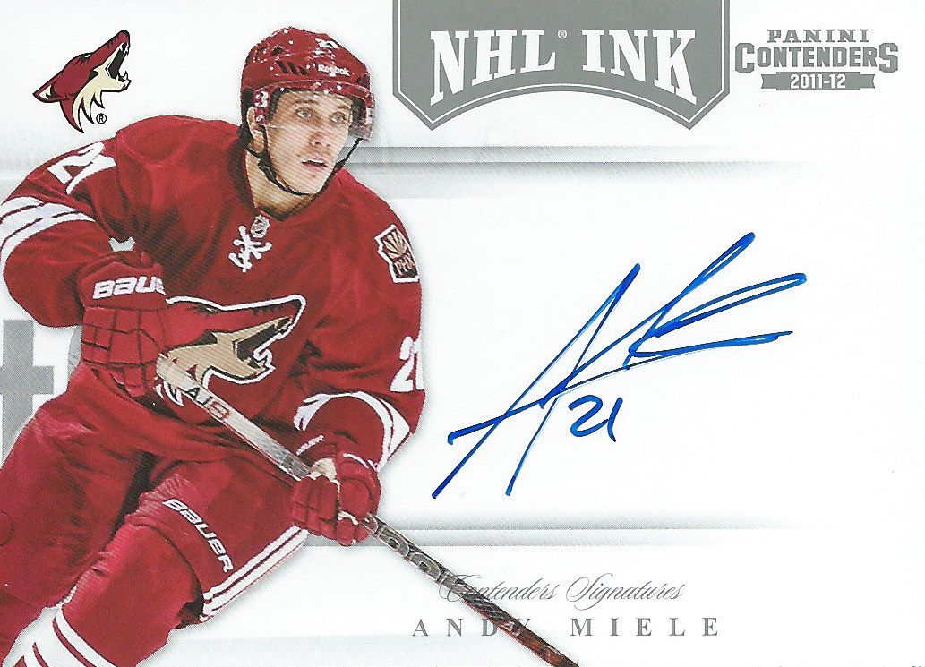  2011-12 Panini Contenders NHL Ink ANDY MIELE Autograph Signature NHL 01685 Image 1