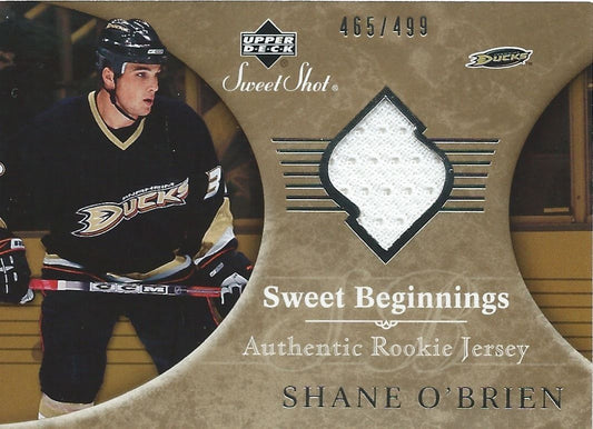 2006-07 UD Sweet Shot SHANE O'BRIEN 465/499 Jersey Rookie RC UD 00765