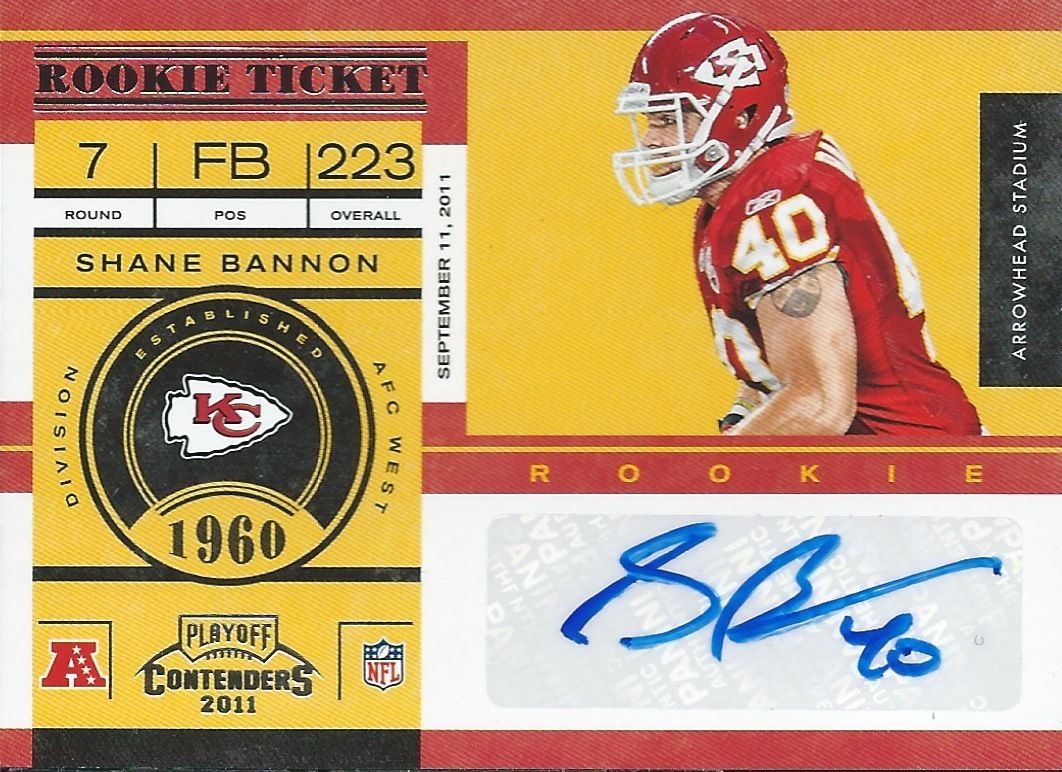  2011 Playoff Contenders SHANE BANNON RC Autograph Signature Rookie 01086 Image 1