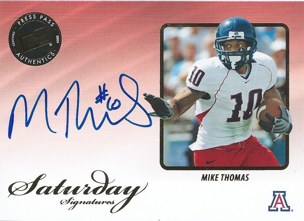  2009 Press Pass Legends Saturday Signatures MIKE THOMAS Autograph 01076 Image 1