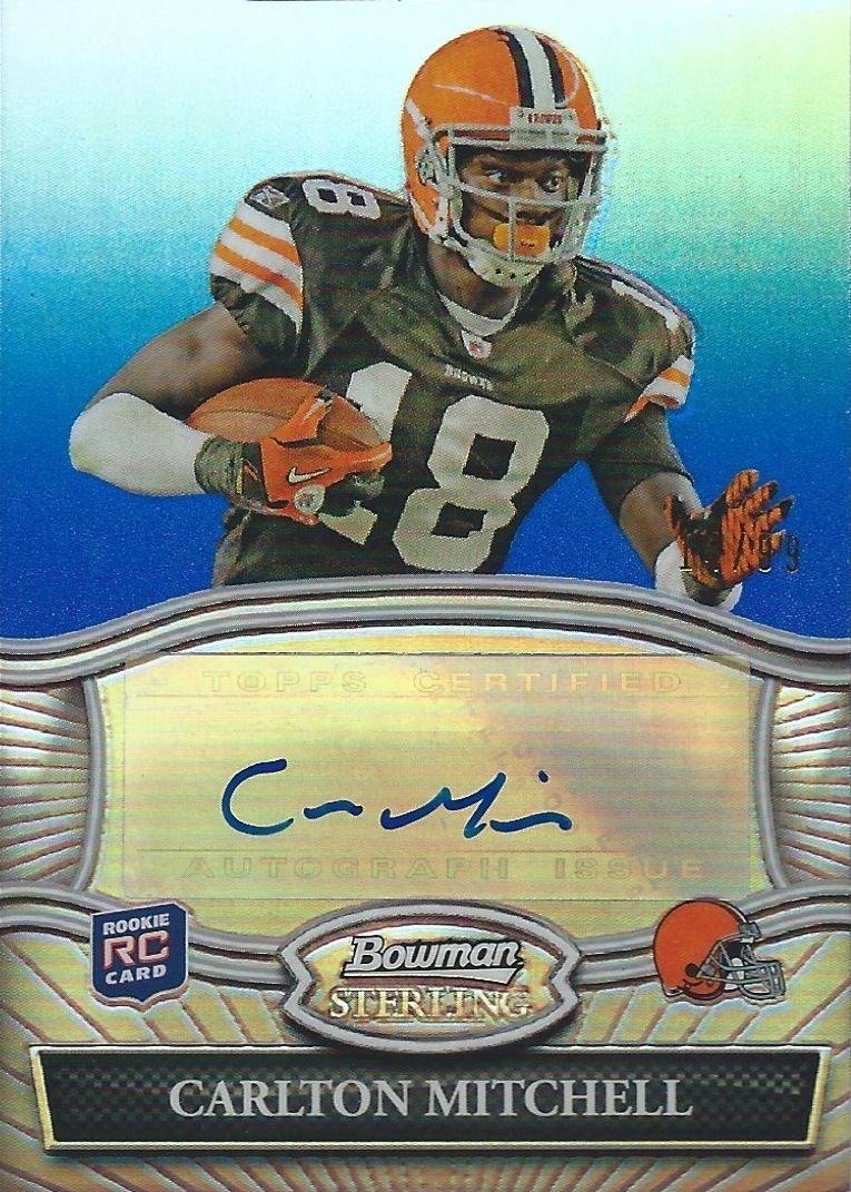  2010 Bowman Sterling Blue Refractors CARLTON MITCHELL 14/99 Auto 01102 Image 1