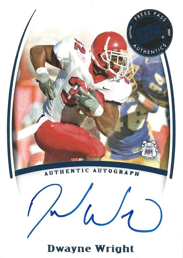  2007 Press Pass Legends Autographs DWAYNE WRIGHT Auto NFL Signatures 01082 Image 1