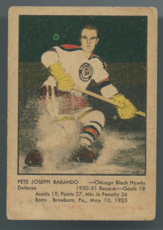 1951-52 Pankhurst #51 PETE BABANDO Rookie RC - Vintage Hockey NHL 01789