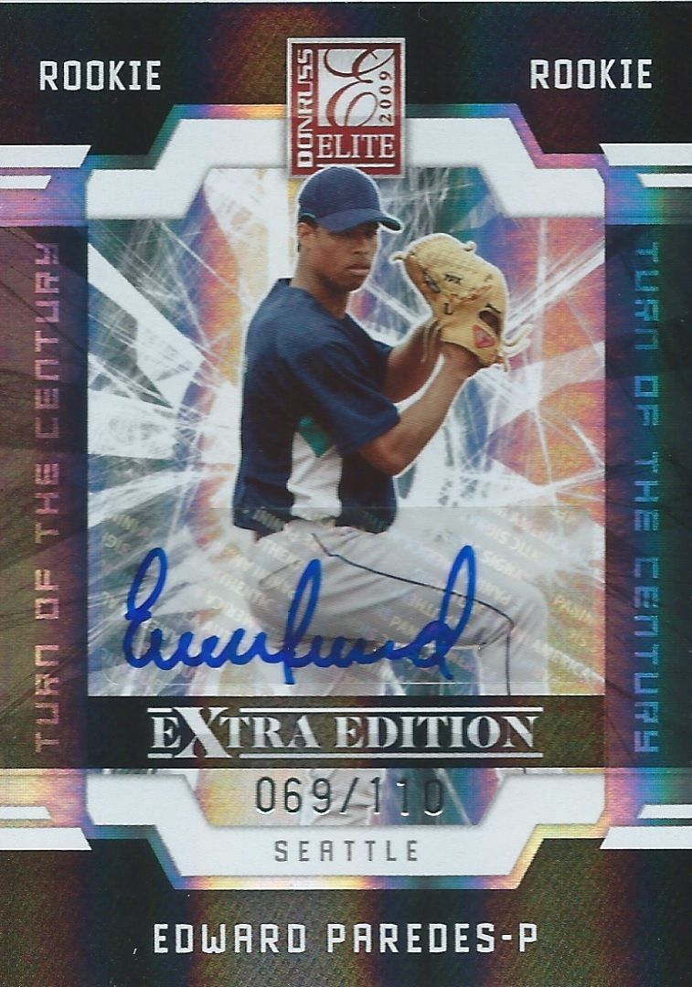 2009 Donruss Elite Extra Edition EDWARD PAREDES #/110 Auto Turn of  01407