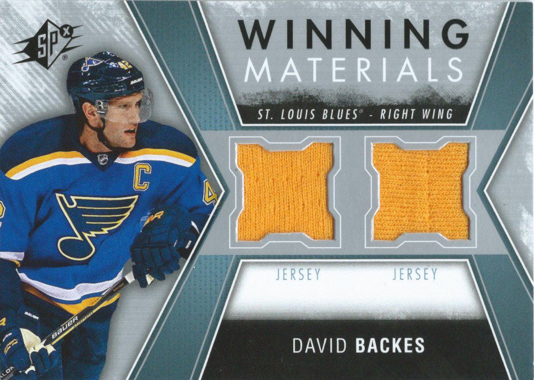 2014-15 Upper Deck SPX Winning Materials DAVID BACKES Jersey NHL 01804