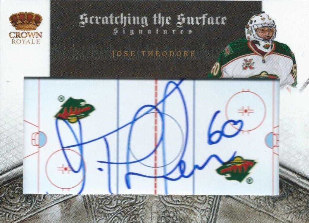 2010-11 Crown Royale JOSE THEODORE 8/100 Auto Scratching Surface 00224