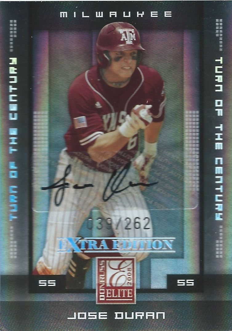  2008 Donruss Elite Extra Edition $25 JOSE DURANI #/262 Auto Century 01430 Image 1