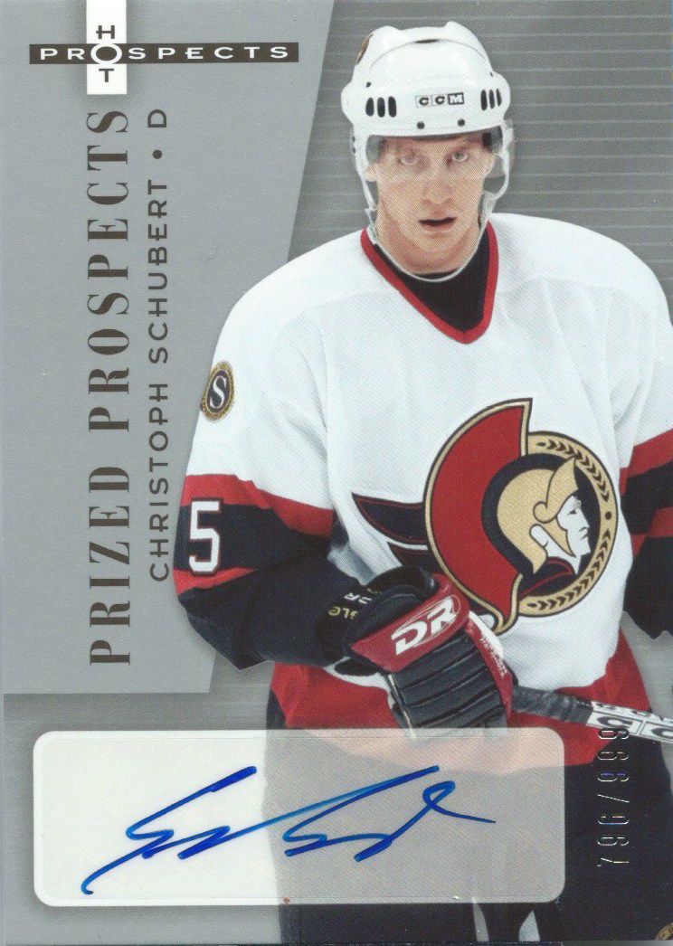  2005-06 Hot Prospects CHRISTOPH SCHUBERT 796/999 Autograph RC NHL 02641 Image 1