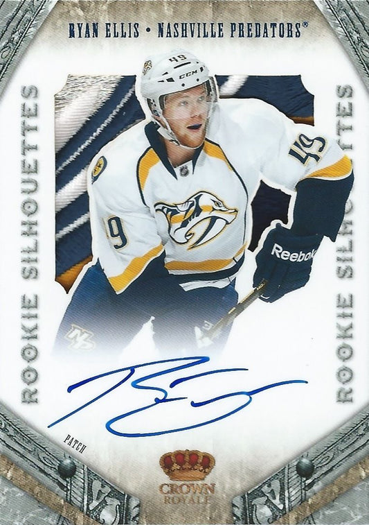  2011-12 Crown Royale Silhouettes RYAN ELLIS Patch 21/25 Auto Rookie 4 Clr Image 1