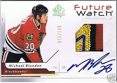 2006-07 SP Authentic Limited MICHAEL BLUNDEN Patch/Auto 4CLR 55/100 RC Rookie Image 1