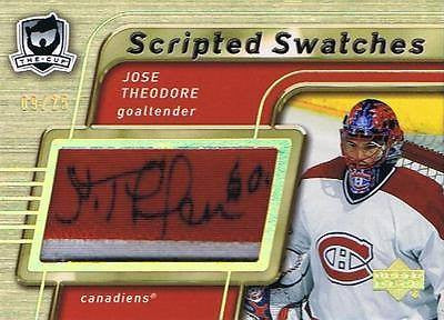 2005-06 The Cup Scripted Swatches JOSE THEODORE Patch/Auto 9/25 Canadiens