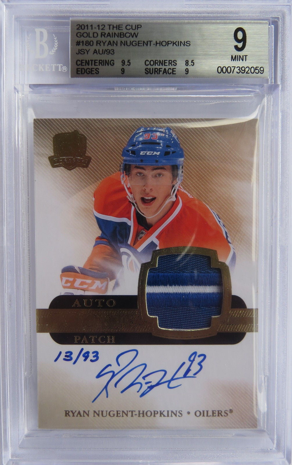 2011-12 The Cup Gold RYAN NUGENT-HOPKINS BGS 9 Rainbow 13/93 BGS 10 RC