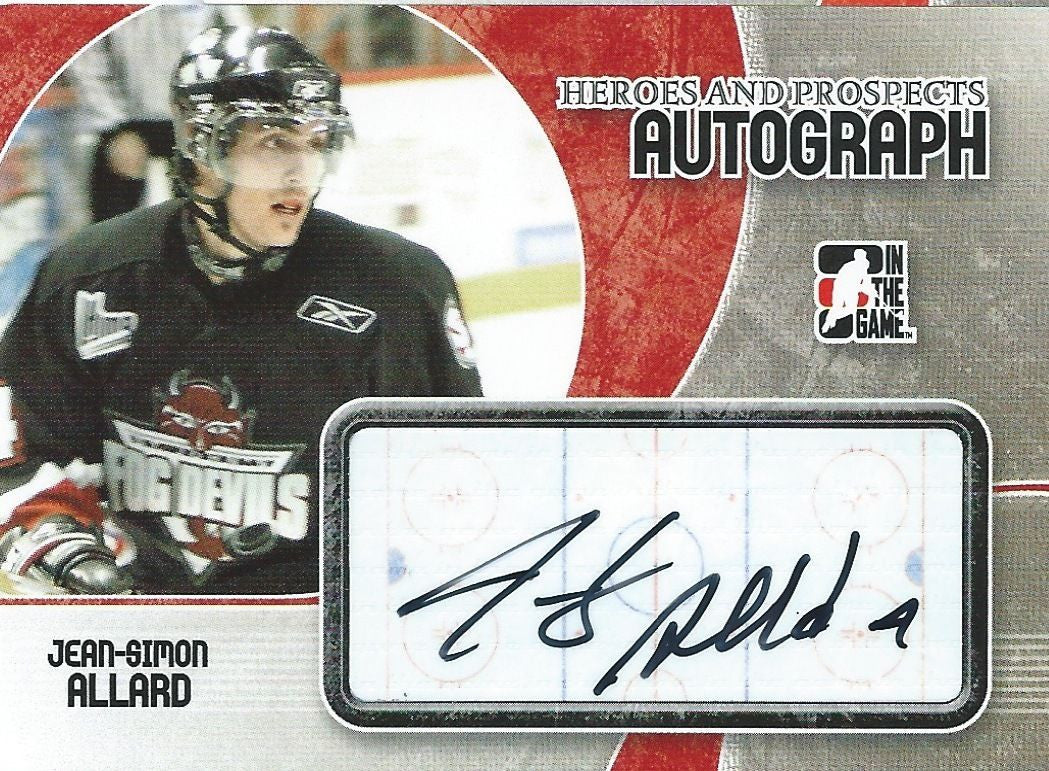 2007-08 ITG Heroes and Prospects JEAN-SIMON ALLARD Auto In the Game 00525