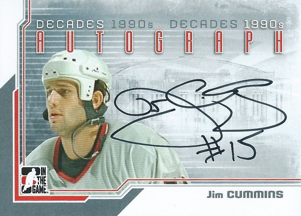 2013-14 ITG Decades 1990's JIM CUMMINS Autograph Auto In The Game 01354