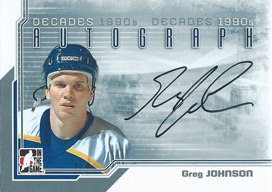 2013-14 ITG Decades 1990's GREG JOHNSON Autograph Auto In The Game 01357