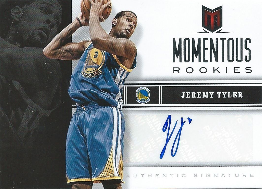  2012-13 Momentum Momentous Rookies JEREMY TYLER Auto  Signature 01212 Image 1