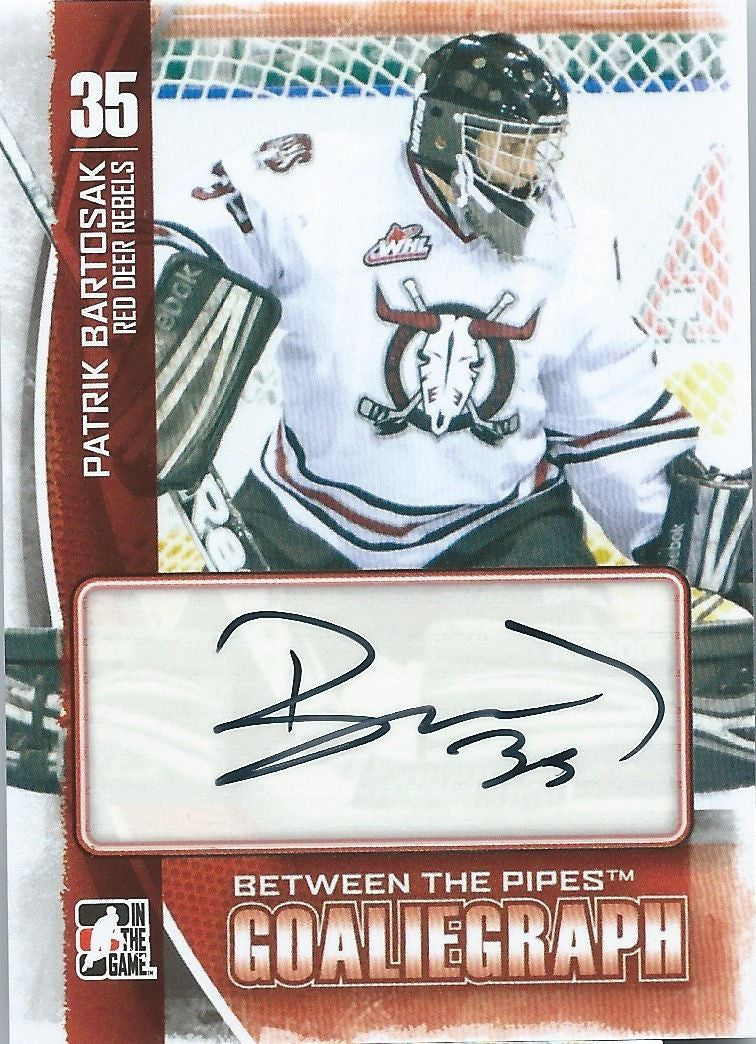 2013-14 Between the Pipes PATRIK BARTOSAK Autograph Auto Goaliegraph 00456