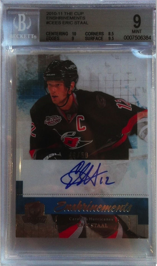2010-11 The Cup ERIC STAAL BGS 9 Enshrinements 43/50 - 10,9,8.5,9.5 Mint