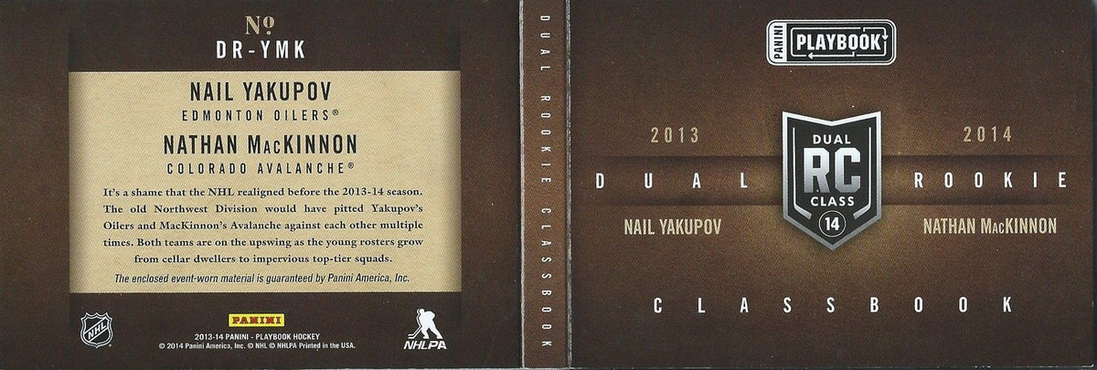 2013-14 Playbook Double Rookie Jerseys YAKUPOV / MACKINNON Panini Classbook Image 2