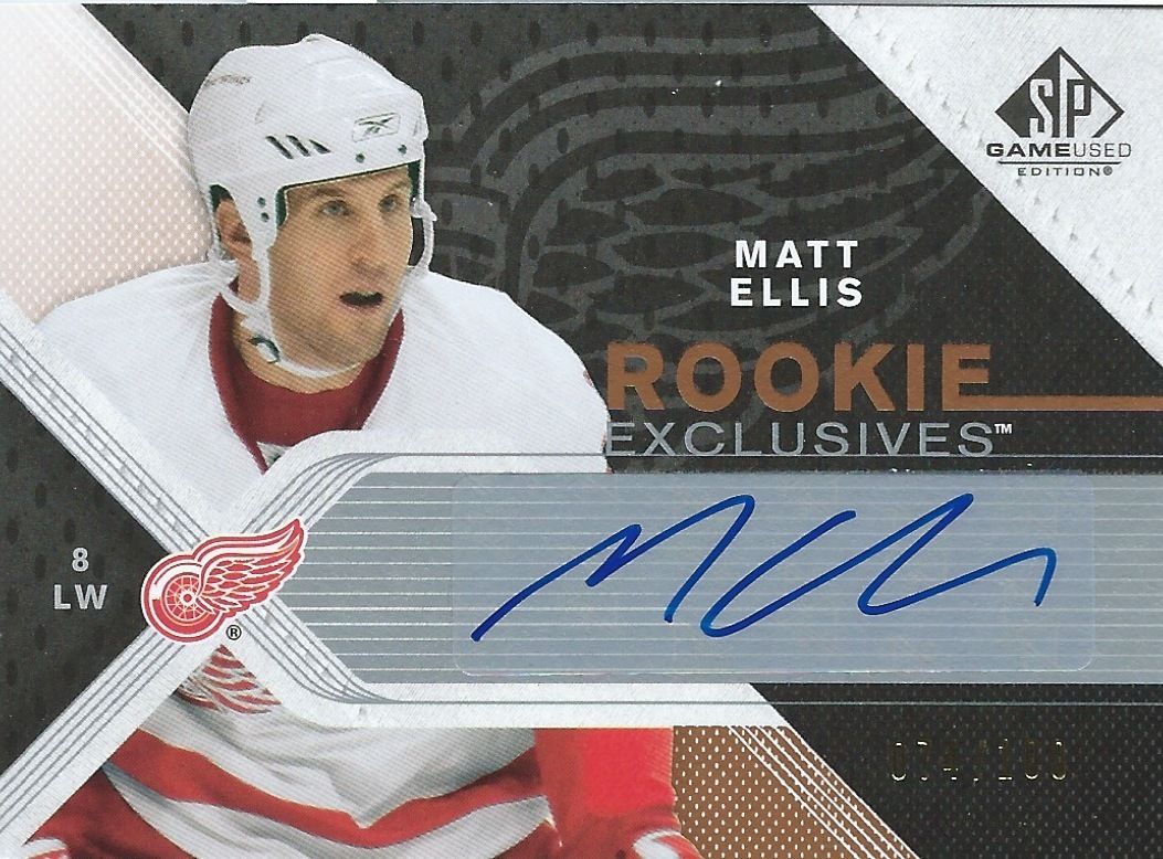  2007-08 SP Game Used Rookie Exclusives MATT ELLIS 74/100 Autograph 00218 Image 1