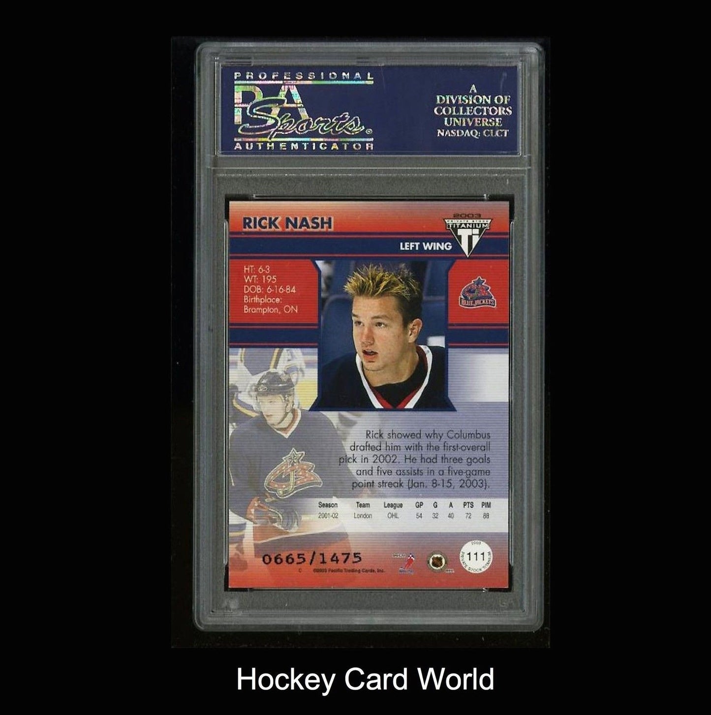 2002-03 Titanium #111 RICK NASH Rookie 665/1475 PSA 10 Gem Mint RC