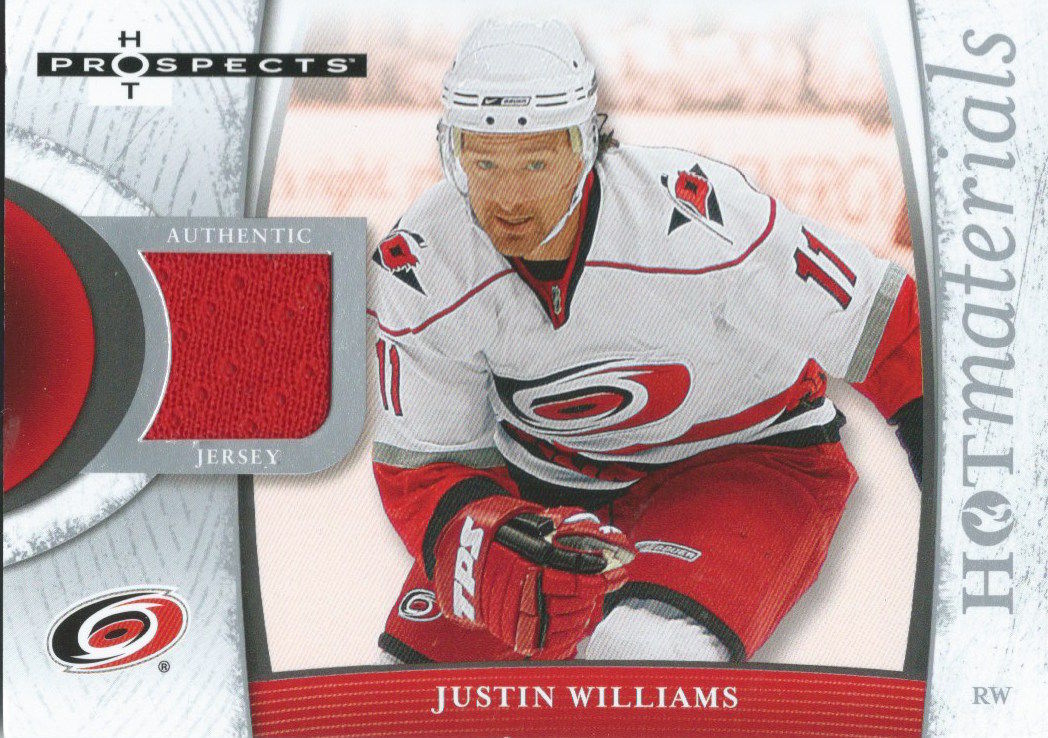  2007-08 Hot Prospects Hot Materials JUSTIN WILLIAMS Jersey NHL 01899 Image 1