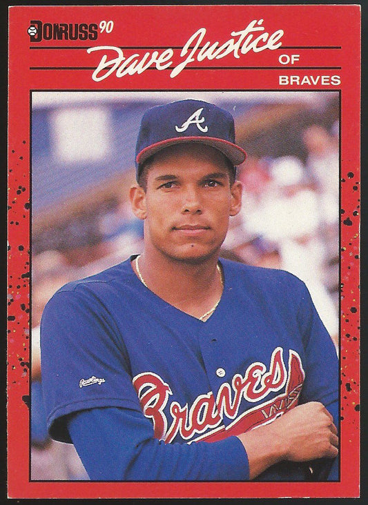  1990 Donruss #704 DAVID JUSTICE Rookie RC Baseball MLB 02475 Image 1