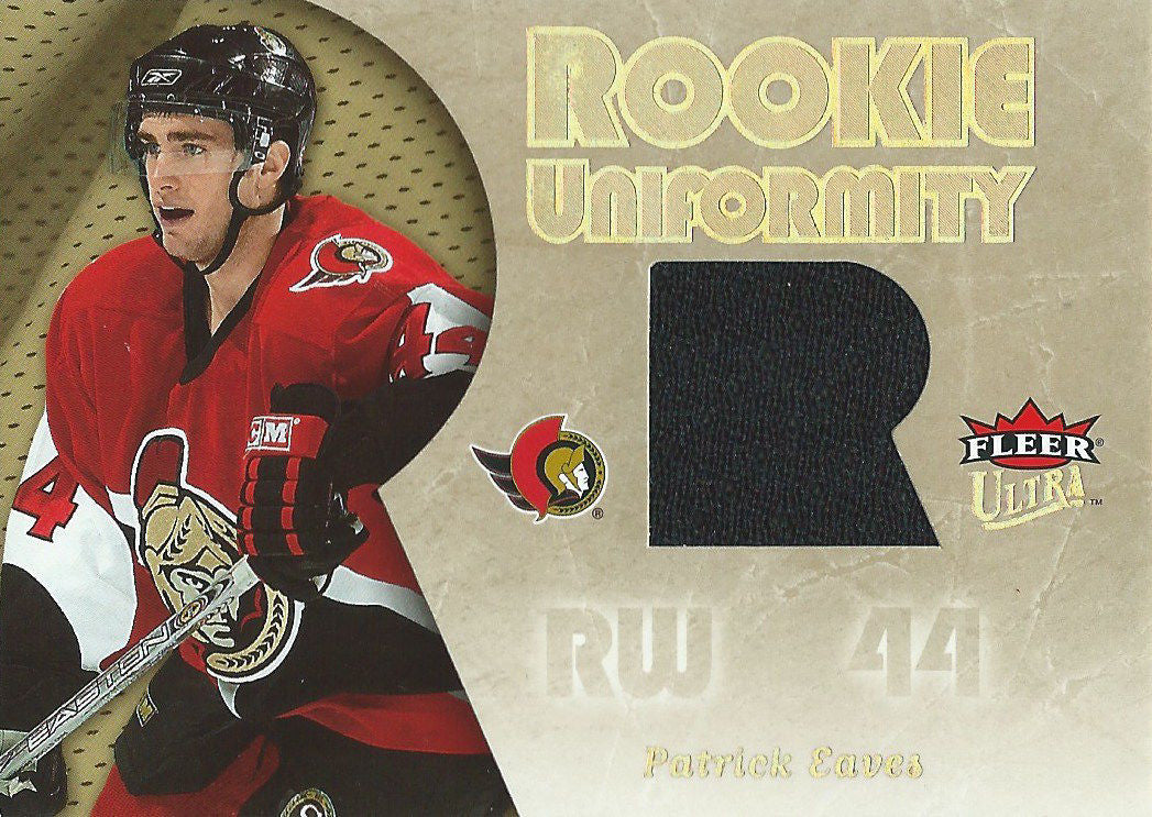 2005-06 Fleer Ultra Rookie Uniformity PATRICK EAVES Jersey NHL 01917