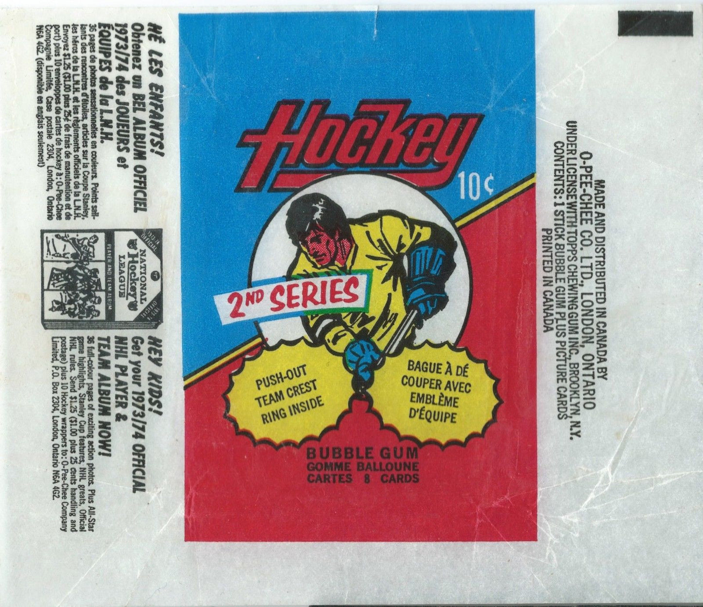 1973-74 O-Pee-Chee Original Wax Wrapper + BILLY SMITH Rookie Display
