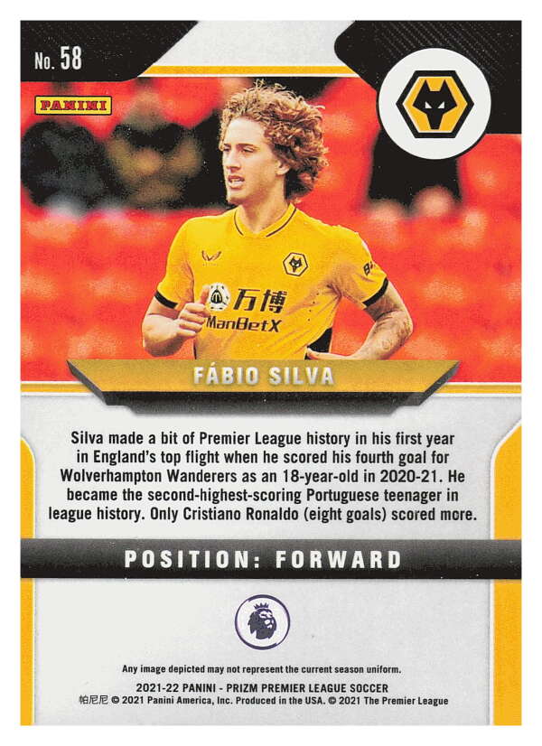 2021-22 Panini Prizm Premier League Soccer #58 Fabio Silva   V97430 Image 2