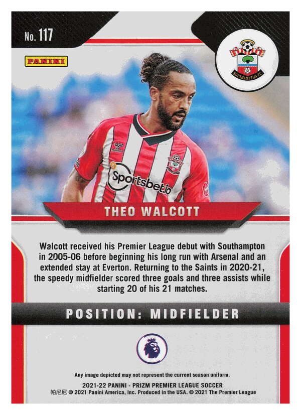 2021-22 Panini Prizm Premier League Soccer #117 Theo Walcott    V97442 Image 2