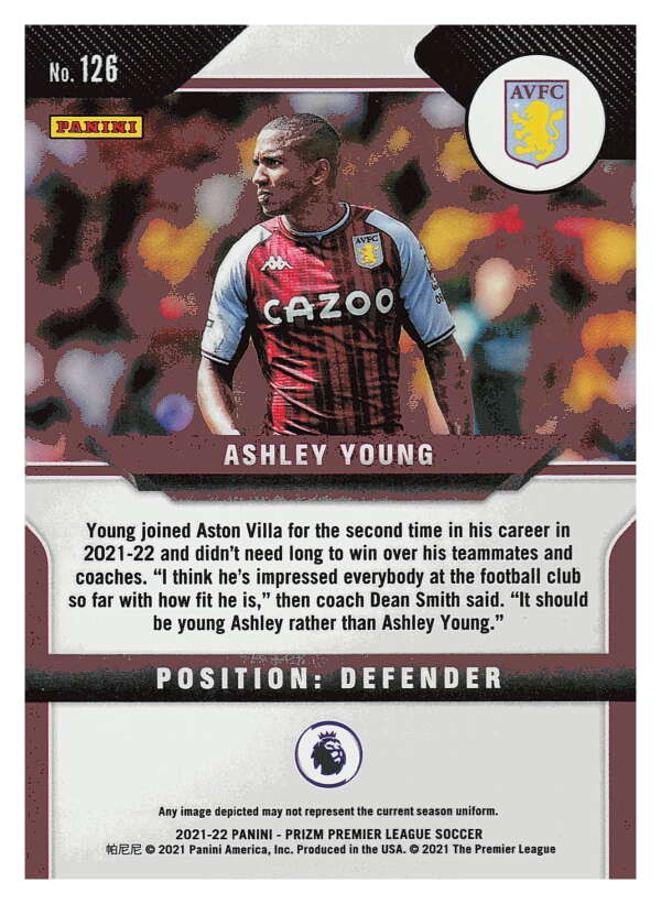2021-22 Panini Prizm Premier League Soccer #126 Ashley Young  Aston   V97444 Image 2