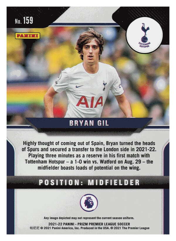 2021-22 Panini Prizm Premier League Soccer #159 Bryan Gil  Tottenham  V97451 Image 2