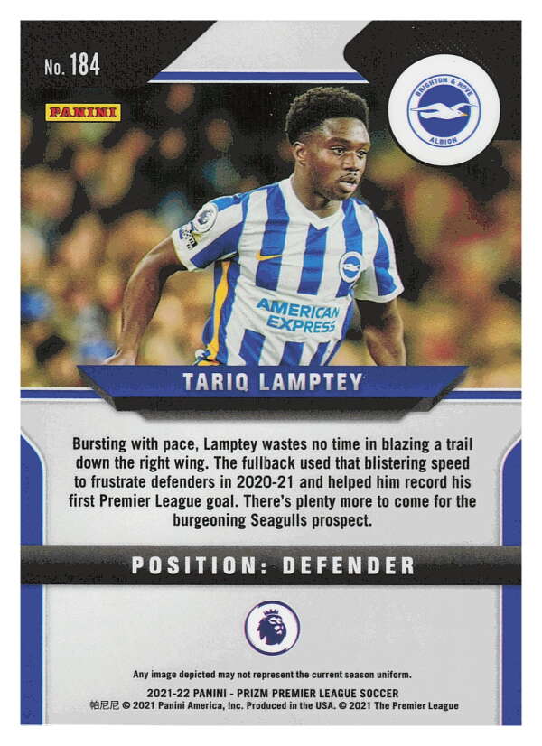 2021-22 Panini Prizm Premier League Soccer #184 Tariq Lamptey  Brighton  V97456 Image 2
