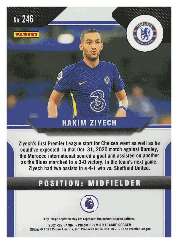 2021-22 Panini Prizm Premier League Soccer #246 Hakim Ziyech  Chelsea FC  V97470 Image 2