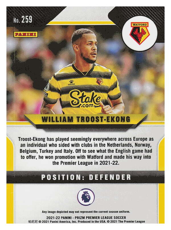 2021-22 Panini Prizm Premier League Soccer #259 William Troost-Ekong   V97471 Image 2