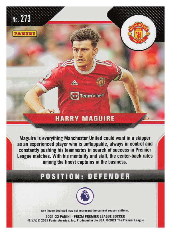2021-22 Panini Prizm Premier League Soccer #273 Harry Maguire Manchester   V97475 Image 2