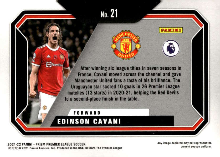 2021-22 Panini Prizm Premier League Scorers Club #21 Edinson Cavani  V97480 Image 2