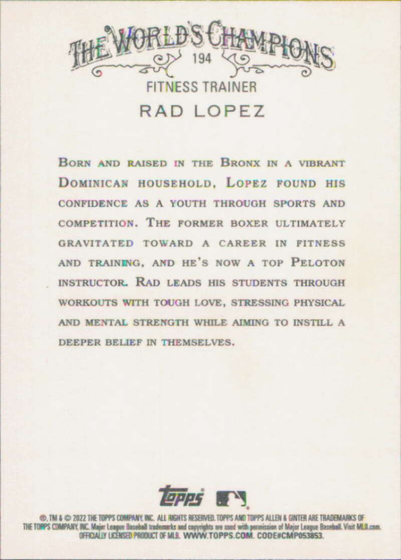 2022 Topps Allen and Ginter Baseaball #194 Rad Lopez   V97149 Image 2
