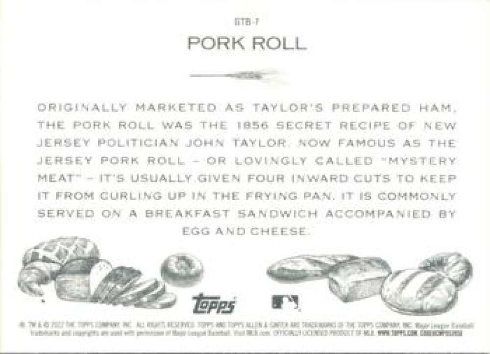 2022 Topps Allen and Ginter Baseaball Get That Bread #GTB-7 Pork Roll   V97180 Image 2