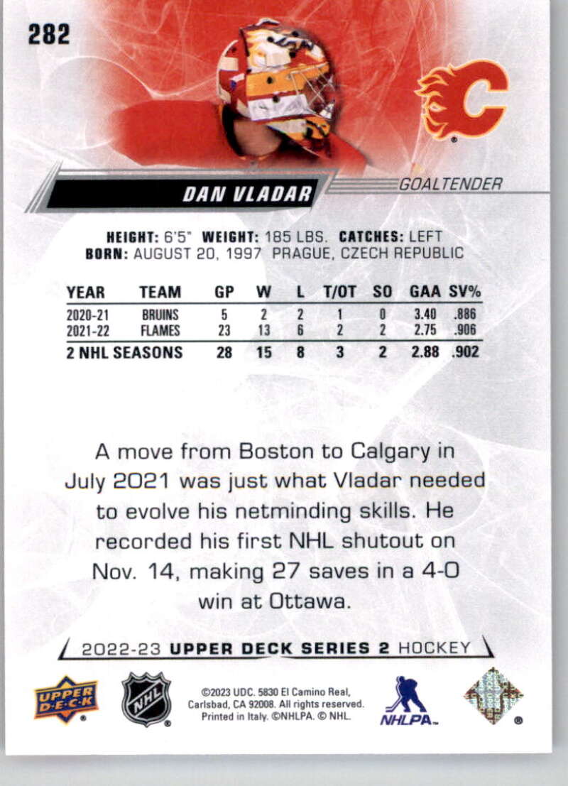 2022-23 Upper Deck Hockey #282 Dan Vladar  Calgary Flames  Image 2