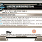2022-23 Bowman University Chrome Basketball #78 Jalen Washington  Bowman  V97381 Image 2