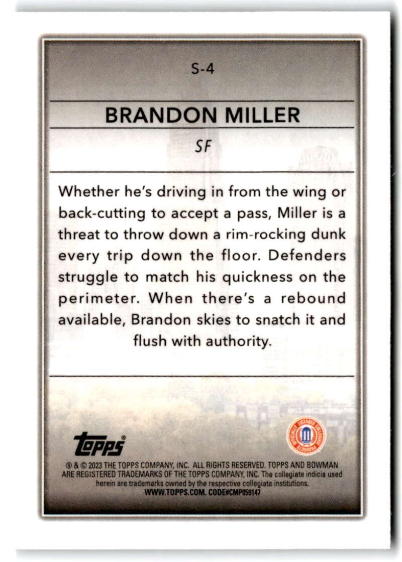 2022-23 Bowman University Chrome Basketball Skyscraping Brandon Miller  V97408 Image 2