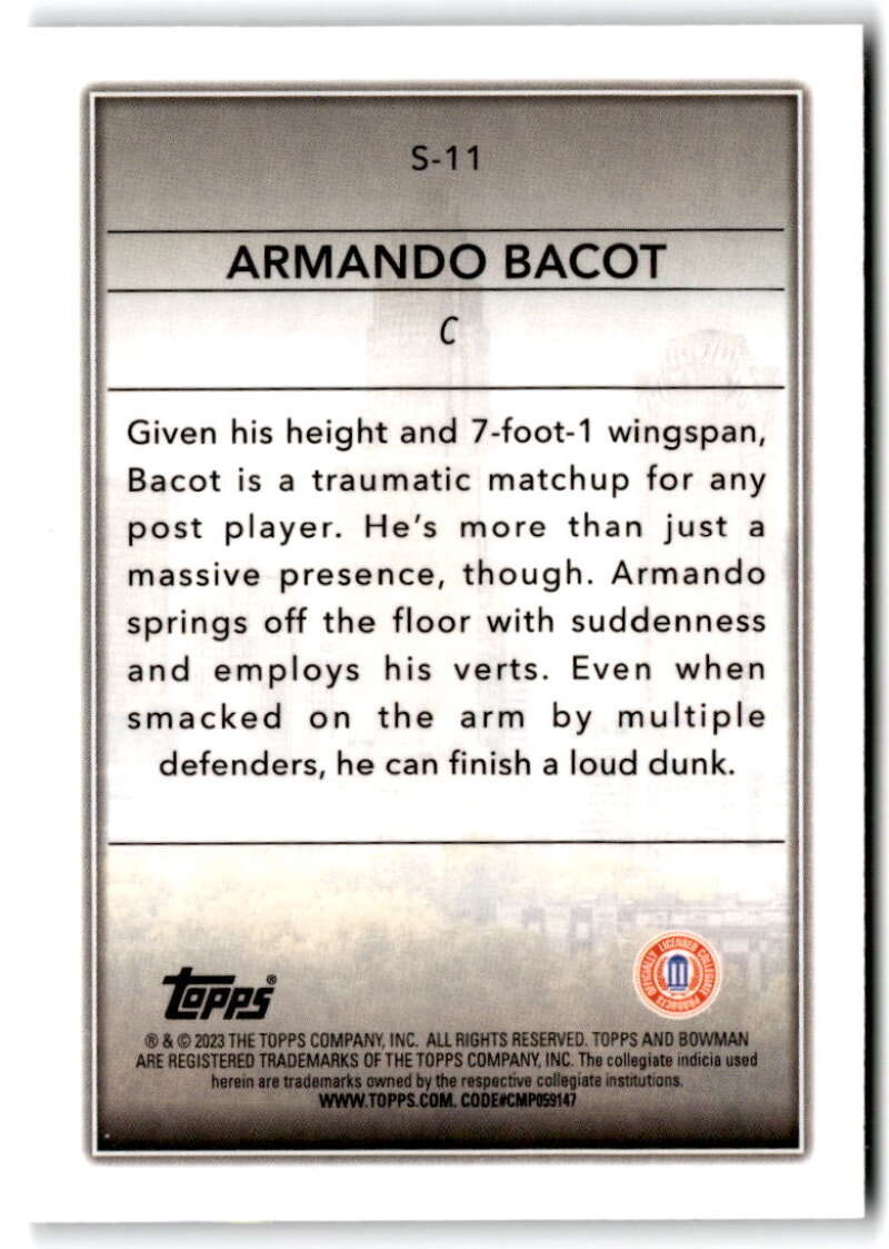 2022-23 Bowman University Chrome Basketball Skyscraping Armando Bacot  V97410 Image 2