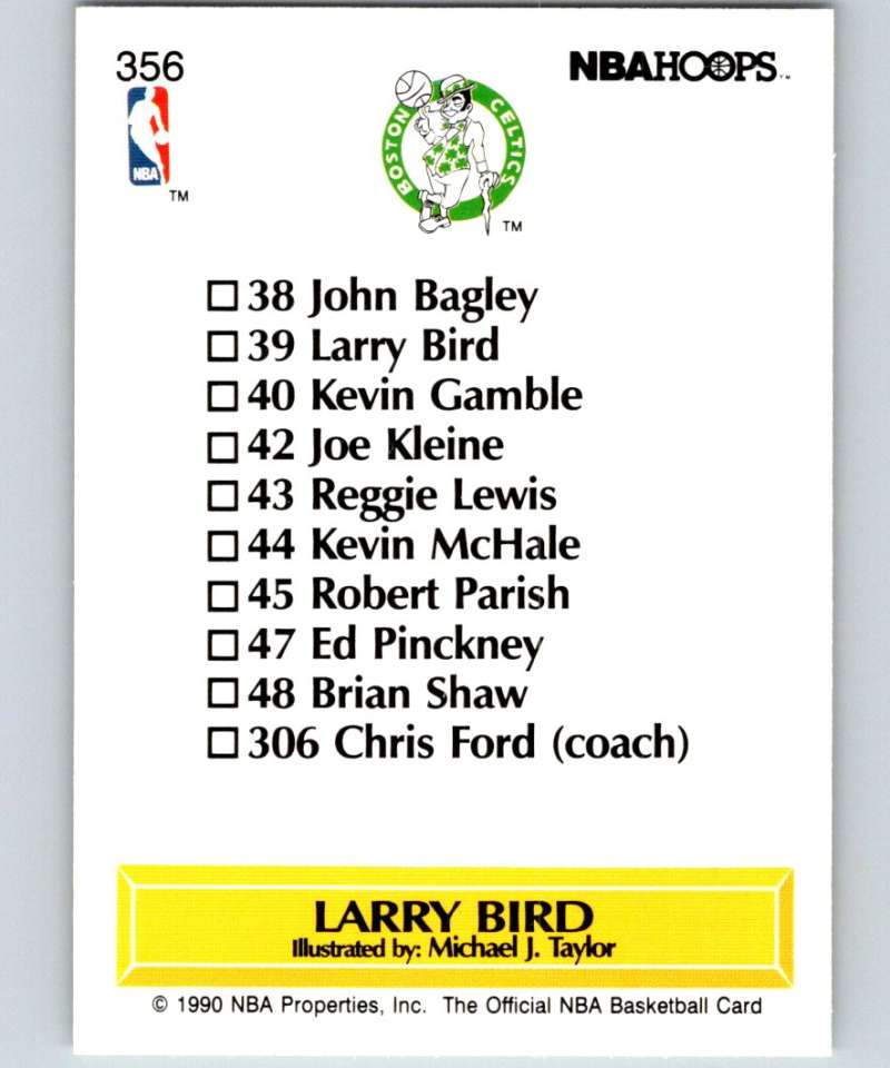 1990-91 Hopps Basketball #356 Larry Bird TC  Boston Celtics  Image 2