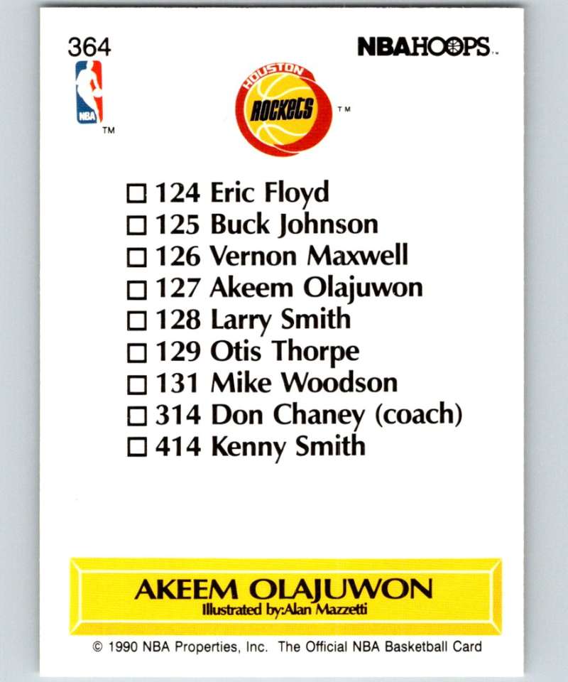 1990-91 Hopps Basketball #364 Hakeem Olajuwon TC  Houston Rockets  Image 2