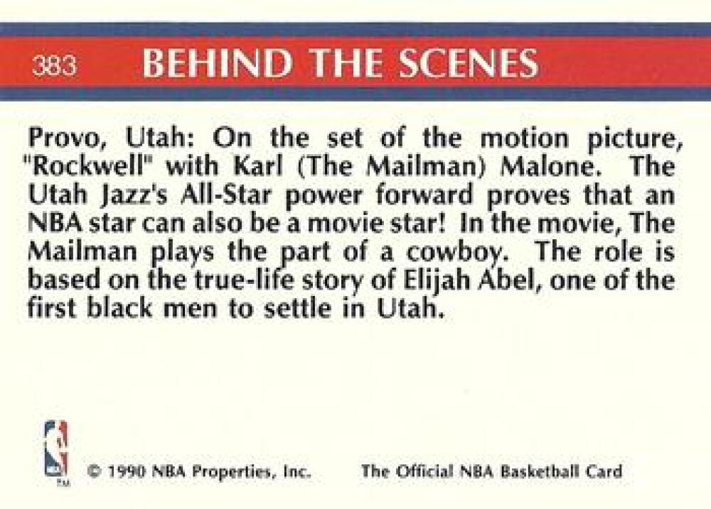 1990-91 Hopps Basketball #383 Karl Malone  Utah Jazz  Image 2