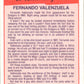 1990 Fleer Baseball #622 Fernando Valenzuela 1981  Los Angeles Dodgers  Image 2
