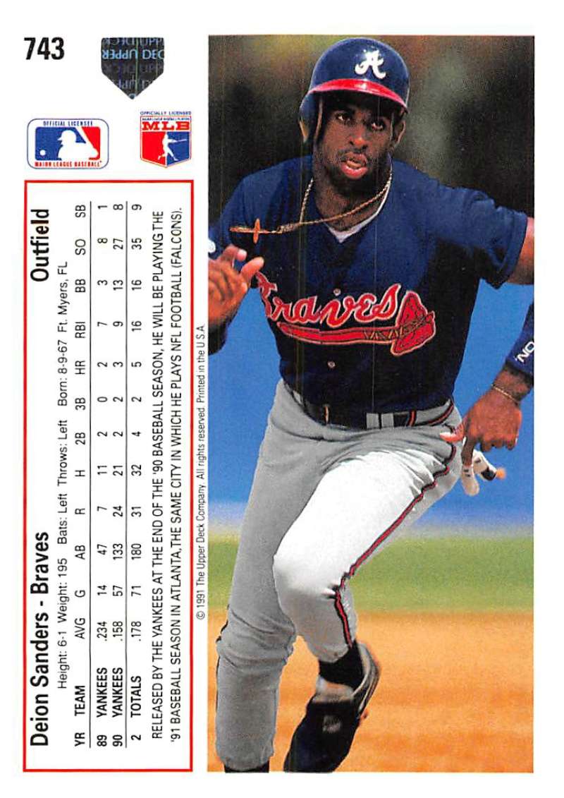 1991 Upper Deck Baseball #743 Deion Sanders  Atlanta Braves  Image 2